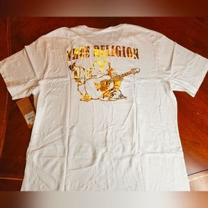 NWT True Religion Gold Outline Buddha Crew Neck T-Shirt XXL